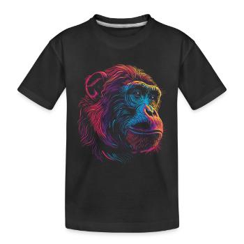 Neon Psychedelischer Affe - Kinder Premium Bio T-Shirt - Schwarz - Vorne