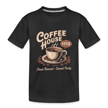 Publicité pour le café vintage - T-shirt bio Premium Enfant - noir - Devant