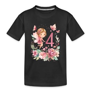 Anniversaire 4Girl papillon fée fête - T-shirt bio Premium Enfant - noir - Devant