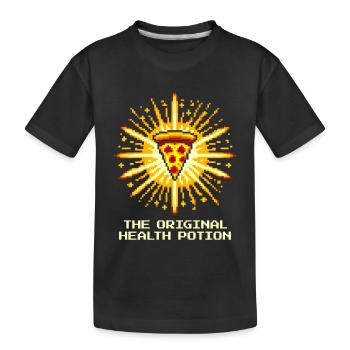 Originaler Heiltrank: Pizza | Gaming Food Humor - Kinder Premium Bio T-Shirt - Schwarz - Vorne