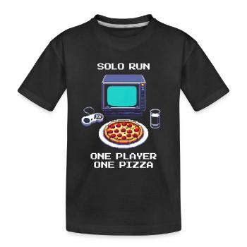 Course en solo : un joueur, une pizza | Jeu solo - T-shirt bio Premium Enfant - noir - Devant