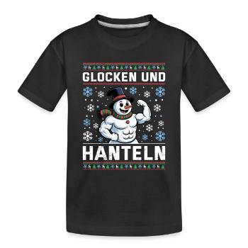 Weihnachten GLOCKEN UND HANTELN Lustiges - Kinder Premium Bio T-Shirt - Schwarz - Vorne