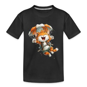 Paraglider Cat Aerial Adventure - Kids' Premium Organic T-Shirt - black - Front