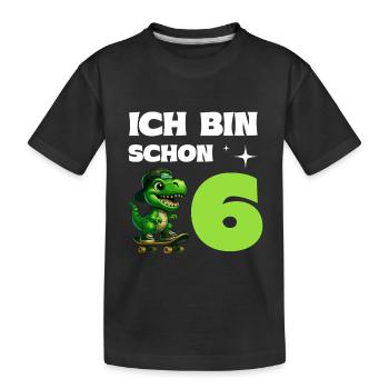 Cadeau d’anniversaire de 6 ans de Dino T-Rex - T-shirt bio Premium Enfant - noir - Devant
