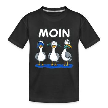MOIN Trio Möwen Glitter Cartoon - Kinder Premium Bio T-Shirt - Schwarz - Vorne