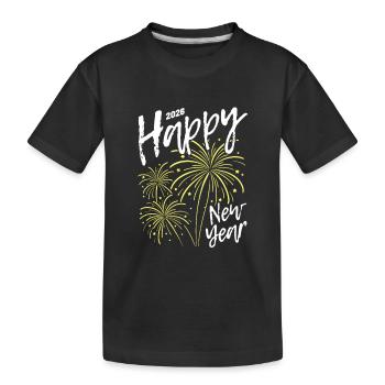 Frohes Neues Jahr Feuerwerk 2026 - Kinder Premium Bio T-Shirt - Schwarz - Vorne