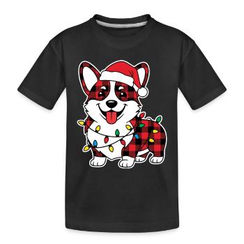 Chien Corgi Noël Plaid Rouge À Carreaux - T-shirt bio Premium Enfant - noir - Devant