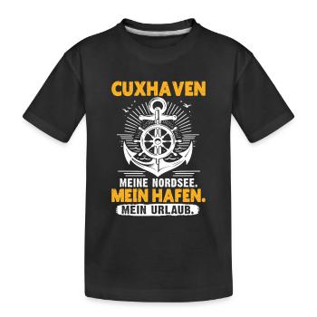 Mer du Nord CUXHAVEN MA MER DU NORD MON PORT Cuxhaven - T-shirt bio Premium Enfant - noir - Devant