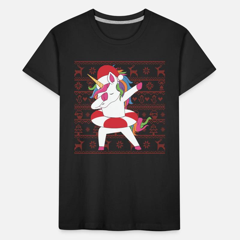 Humor Einhorn-Weihnachtspullover Hässlicher Dabbin Lustiges Geschenk Kinder Premium Bio T-Shirt