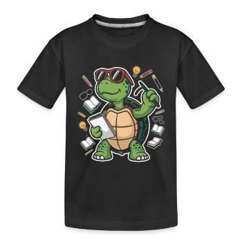 Apprendre la tortue avec un stylo - T-shirt bio Premium Enfant - noir - Devant