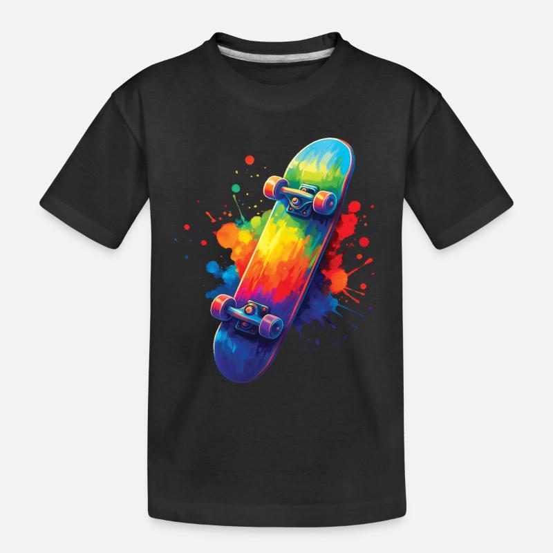 Skateboard Multicolore - Art Splash Skate - T-shirt bio Premium Enfant - noir