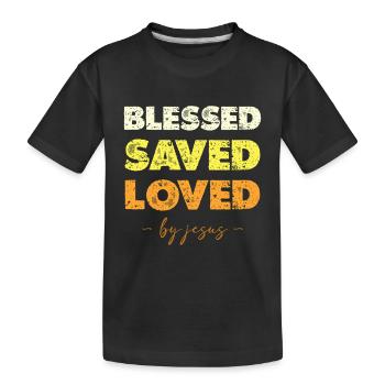 Gesegnet Gerettet Geliebt Jesus - Kinder Premium Bio T-Shirt - Schwarz - Vorne