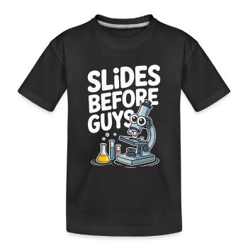 Lab Technician Slides Before Guys Laboratory Work - Kinder Premium Bio T-Shirt - Schwarz - Vorne