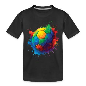 Color Splash Multicolor Fußball - Kinder Premium Bio T-Shirt - Schwarz - Vorne