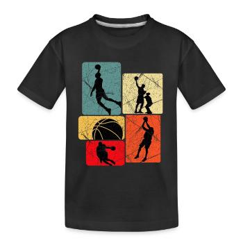 Basketball Silhouette Grid - Kids' Premium Organic T-Shirt - black - Front