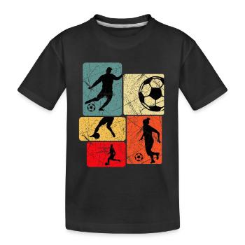 Retro Silhouette Football Pattern - Kids' Premium Organic T-Shirt - black - Front