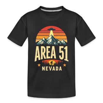 Area 51 Nevada UFO meets Bigfoot - Kids' Premium Organic T-Shirt - black - Front