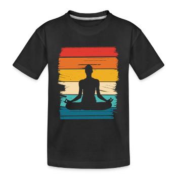 Rainbow Lotus Meditation - Kids' Premium Organic T-Shirt - black - Front