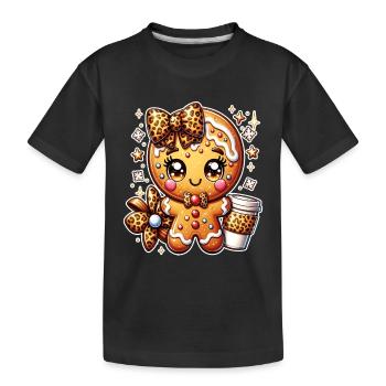 Noël de Noël en coquette de léopard en pain d’épices - T-shirt bio Premium Enfant - noir - Devant