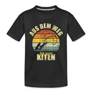 Kiting Kiter Surfing Surfer Retro - Kids' Premium Organic T-Shirt - black - Front