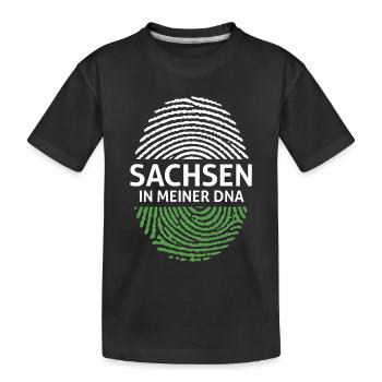 Sachsen in Meiner DNA Flagge Fingerabdruck - Kinder Premium Bio T-Shirt - Schwarz - Vorne