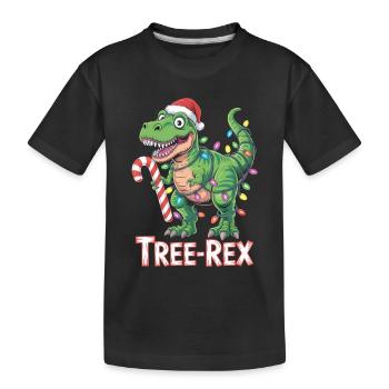 Tree-Rex – T-Rex avec canne en sucre d’orge et lumières - T-shirt bio Premium Enfant - noir - Devant