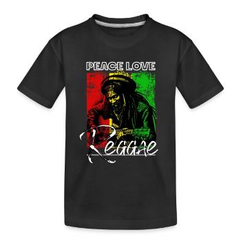 Peace Love Reggae Rastafari Guitare - T-shirt bio Premium Enfant - noir - Devant