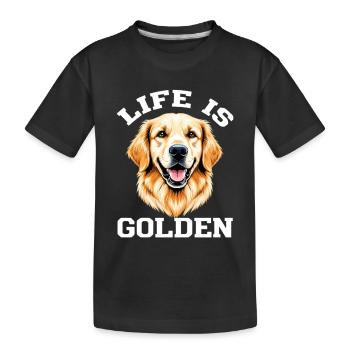 Leben ist Gold: Golden Retriever - Kinder Premium Bio T-Shirt - Schwarz - Vorne