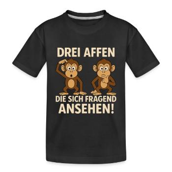 Trois singes se regardant d’un air interrogateur, trois singes disant - T-shirt bio Premium Enfant - noir - Devant