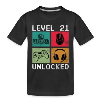 Niveau 21 Déverrouiller le jeu rétro - T-shirt bio Premium Enfant - noir - Devant