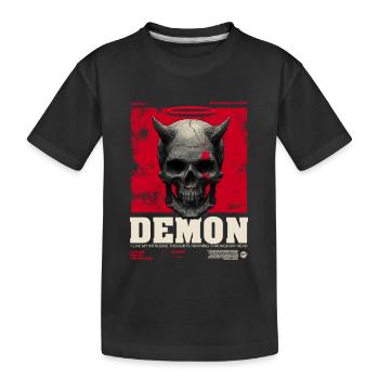 Crâne de Démon avec un Halo Rouge - T-shirt bio Premium Enfant - noir - Devant
