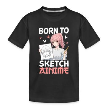 Born To Sketch Anime - Kids' Premium Organic T-Shirt - black - Front