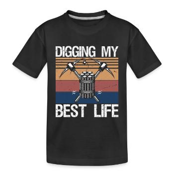 Digging My Best Life Gem Mining Miner - Kinder Premium Bio T-Shirt - Schwarz - Vorne