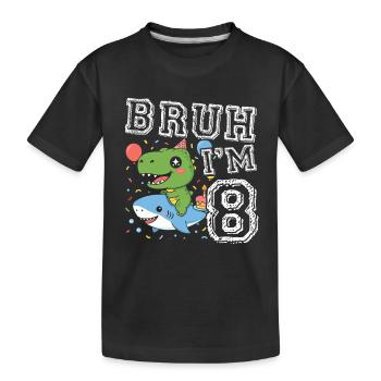 Fête de dessins animés Dino 8 anniversaires - T-shirt bio Premium Enfant - noir - Devant