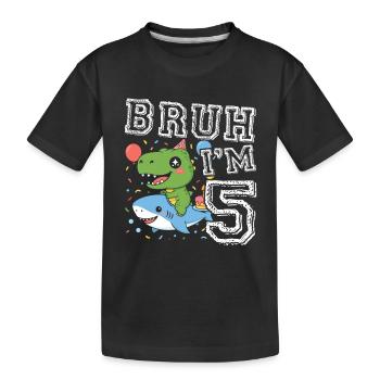 Dino & Hai Geburtstag 5 Jahre - Kinder Premium Bio T-Shirt - Schwarz - Vorne