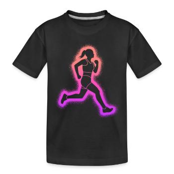 Running Jogging Women Kids Girls Runner - Kids' Premium Organic T-Shirt - black - Front