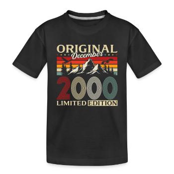 25th Birthday Original December Year 2000 - Kids' Premium Organic T-Shirt - black - Front
