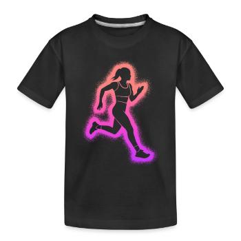 Running Jogging Kids Ladies Girls Runner - Kids' Premium Organic T-Shirt - black - Front