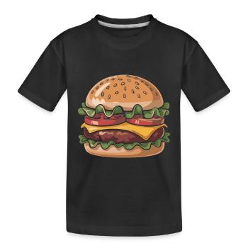 Frischer Burger Genuss - Kinder Premium Bio T-Shirt - Schwarz - Vorne
