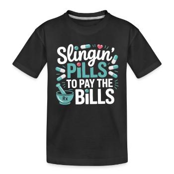 Servir des pilules pour payer les factures - T-shirt bio Premium Enfant - noir - Devant