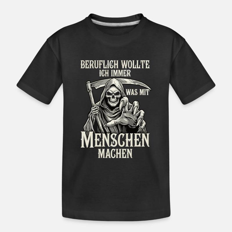 Beruflich was mit Menschen... (Sensenmann) - Kinder Premium Bio T-Shirt - Schwarz