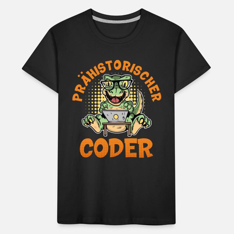 Coding PRÄHISTORISCHER CODER Lustiges Kinder Premium Bio T-Shirt