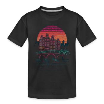 Nachtsonne über Amsterdamer Kanäle - Kinder Premium Bio T-Shirt - Schwarz - Vorne