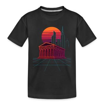 Neon Skyline trifft antike Säulen - Athen - Kinder Premium Bio T-Shirt - Schwarz - Vorne