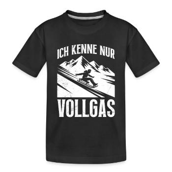 Schlitten Training ICH KENNE NUR VOLLGAS LUSTIG - Kinder Premium Bio T-Shirt - Schwarz - Vorne