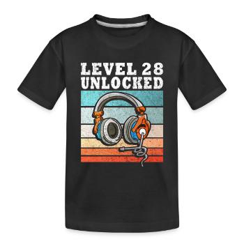 Motif casque déverrouillé niveau 28 - T-shirt bio Premium Enfant - noir - Devant
