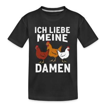 Ich liebe meine Damen Hennen - Kinder Premium Bio T-Shirt - Schwarz - Vorne