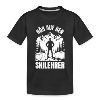 Skier SOIS GENTIL AVEC LE MONITEUR DE SKI DRÔLE - T-shirt bio Premium Enfant - noir - Devant
