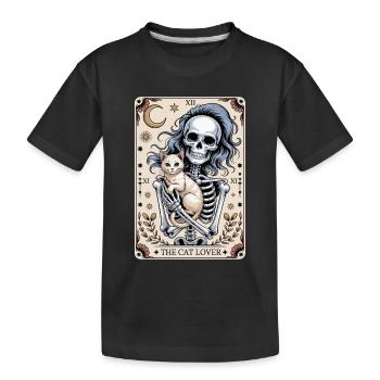 Die Katzenliebhaber-Tarotkarte - Kinder Premium Bio T-Shirt - Schwarz - Vorne