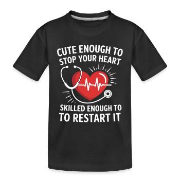 Motif de redémarrage cardiaque avec stéthoscope - T-shirt bio Premium Enfant - noir - Devant
